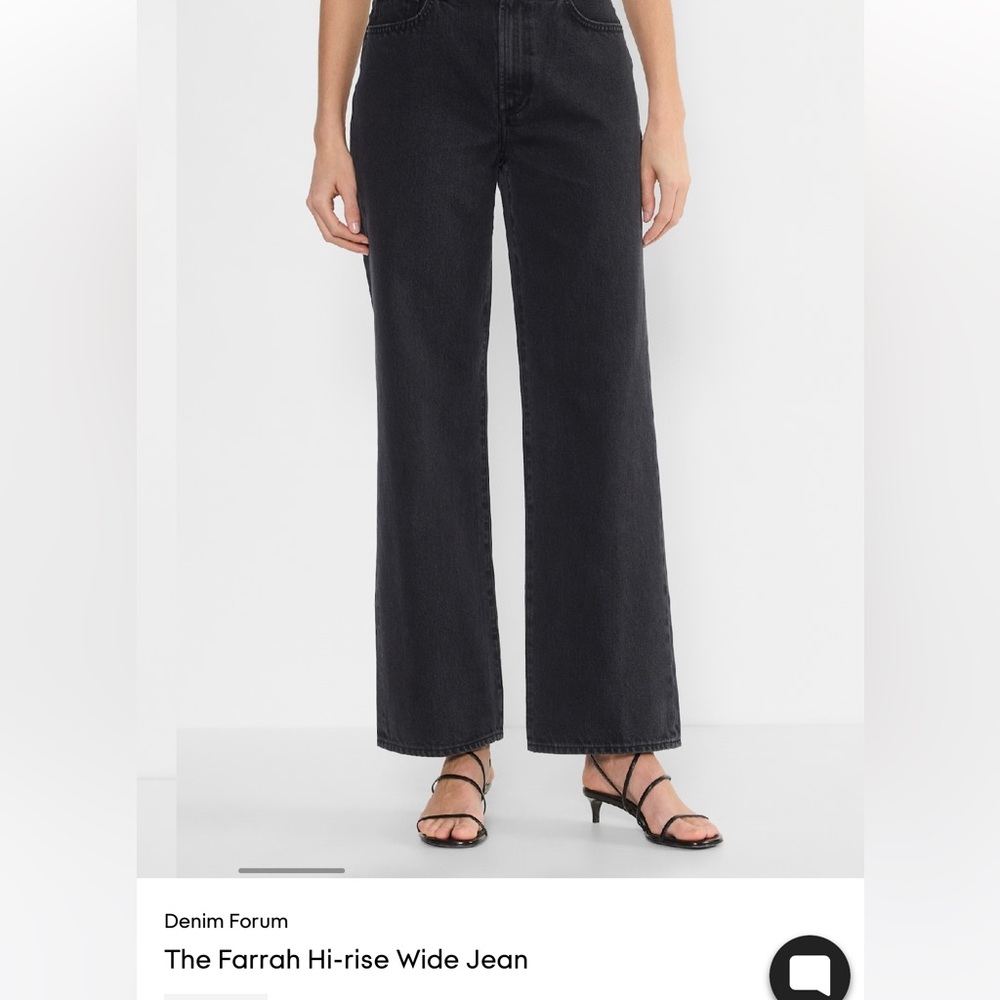 Denim Forum Farrah Black Wide Leg Jeans with raw hem size 30
